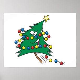 Póster lindo personaje de árbol de navidad personalizado