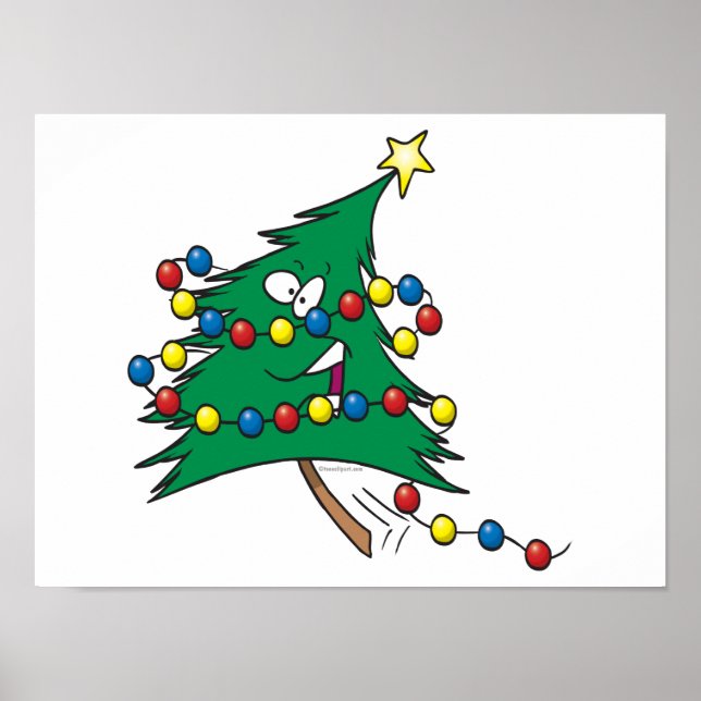 Póster lindo personaje de árbol de navidad personalizado (Frente)