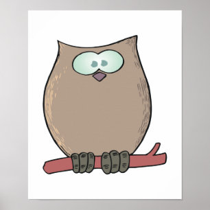 Póster lindo personalizado búho gracioso