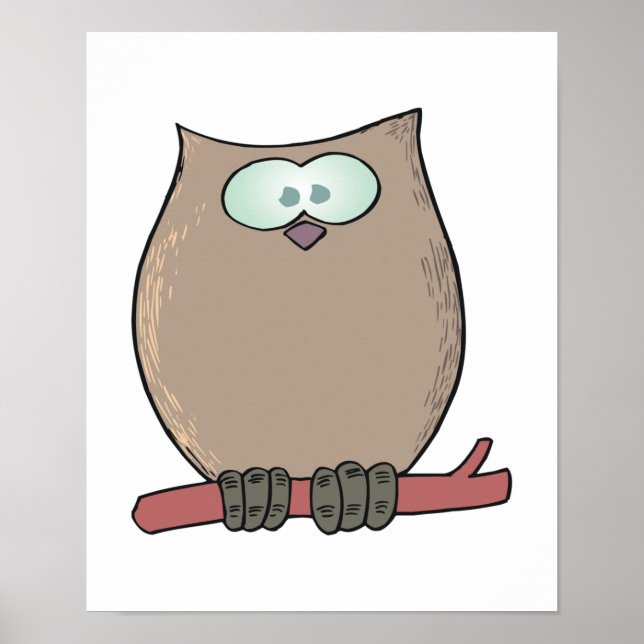 Póster lindo personalizado búho gracioso (Frente)