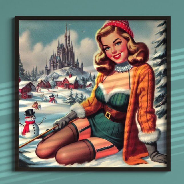 Póster Lindo Pin-up Retro de Invierno (Subido por el creador)