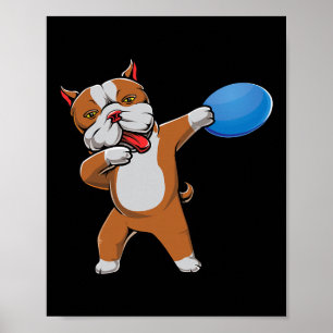 Póster Lindo Pitbull Hace Dabbing Amante Disc Golf Pit Bu