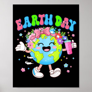 Póster Lindo planeta del día de la tierra coqueta medio a