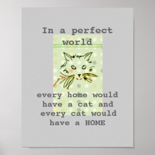 Póster lindo poster de gatito con cita de texto
