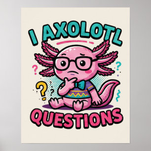 Póster Lindo Preguntas de ajolote nerd azteca con gafas