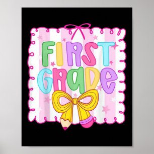 Póster Lindo primer día de colegio preppy de quinto grado