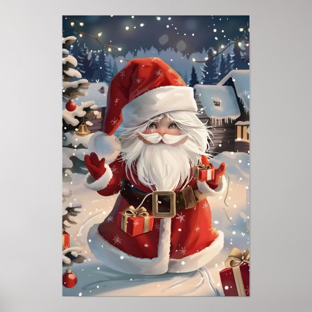 Póster Lindo Santa Claus Feliz Navidad (Frente)