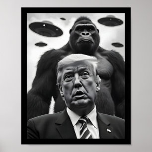 Póster Lindo selfie de Trump con Bigfoot y ovnis, diverti