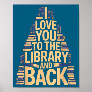 Póster Lindo te amo biblioteca atrás cita divertida de bi