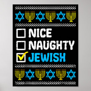 Póster Lindo Travieso Judío Feo Jersey Hanukkah Chanukah