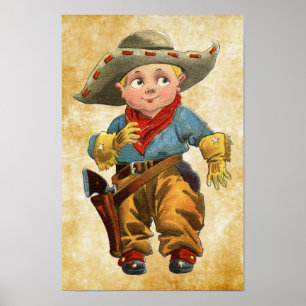 Póster lindo vintage cowboy