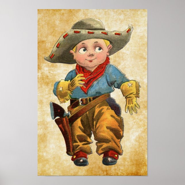 Póster lindo vintage cowboy (Frente)