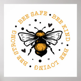 Póster lindos amantes de las abejas inspiradoras palabra 