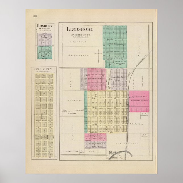 Póster Lindsborg, King City, Roxbury, Kansas (Frente)
