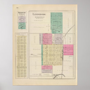 Póster Lindsborg, rey City, Roxbury, Kansas