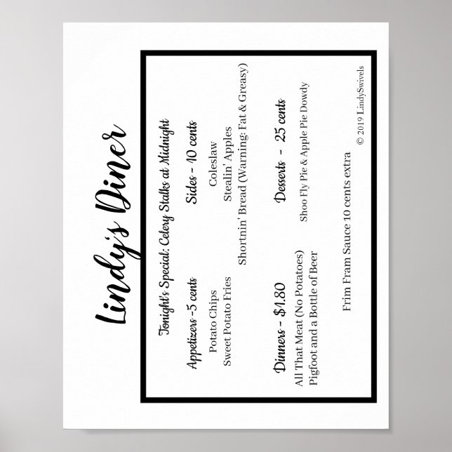 Póster Lindy's Diner Poster (Frente)