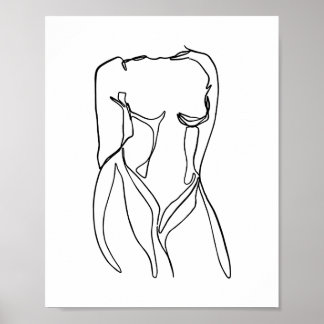 Póster line art black and white women body minimal