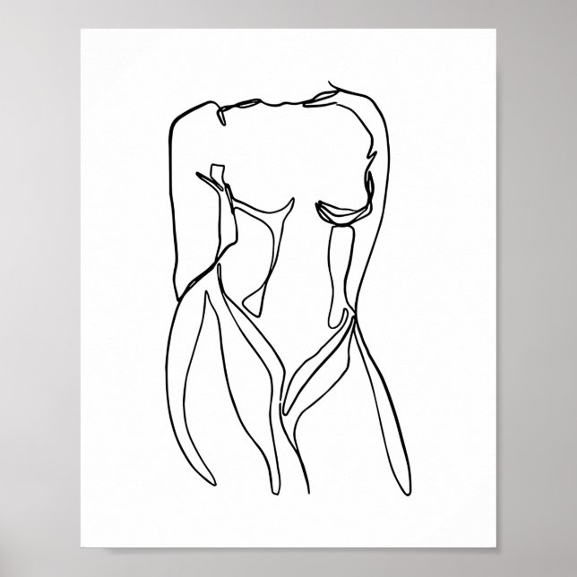 Póster line art black and white women body minimal (Frente)