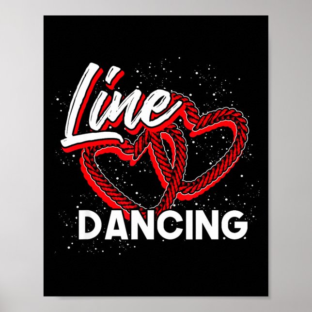 Póster Line Dancing Lover Cowboy Valentines Day Gift Line (Frente)