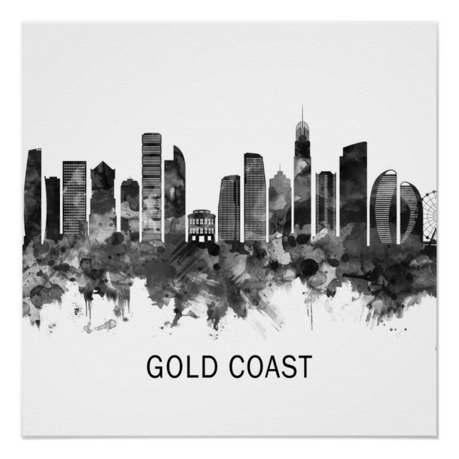 Póster Línea aérea aérea de Australia Gold Coast (Anverso)