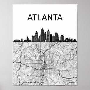 Póster Línea aérea de Atlanta Georgia City con mapa