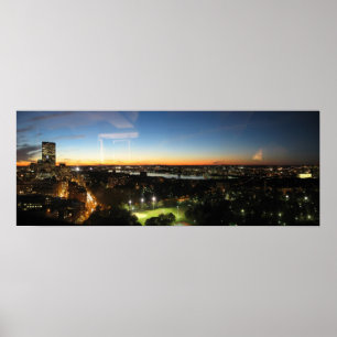 Póster Línea aérea de Boston al atardecer