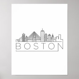 Póster Línea aérea de Boston City Skyline, mamáes de Bost