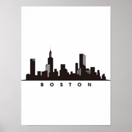 Póster Línea aérea de Boston City Skyline, mamáes de Bost
