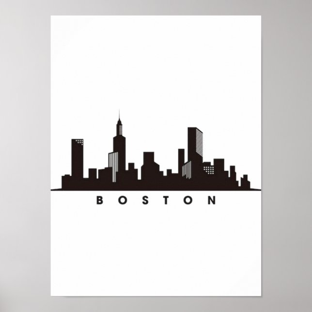 Póster Línea aérea de Boston City Skyline, mamáes de Bost (Frente)