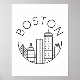 Póster Línea aérea de Boston City Skyline, mamáes de Bost