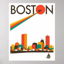 Póster Línea aérea de Boston City Skyline, mamáes de Bost