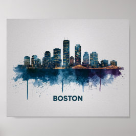 Póster Línea aérea de Boston City Skyline, Mamáes de Bost