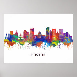Póster Línea aérea de Boston Massachusetts