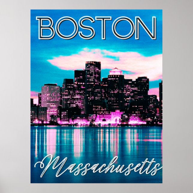 Póster Línea aérea de Boston Massachusetts (Frente)