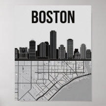 Línea aérea de Boston Massachusetts con mapa