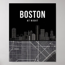 Línea aérea de Boston Massachusetts con mapa
