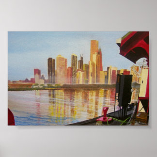 Póster Línea aérea de Chicago desde el muelle naval