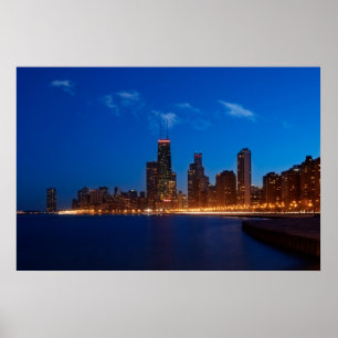 Póster Línea aérea de Chicago desde North Avenue Beach