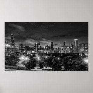 Póster Línea aérea de Chicago en Canvas
