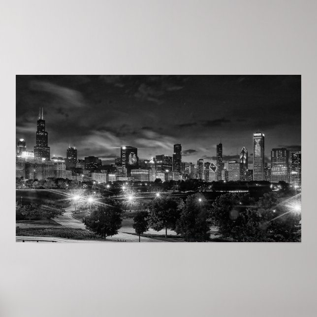 Póster Línea aérea de Chicago en Canvas (Frente)