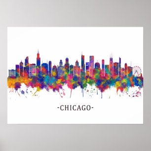 Póster Línea aérea de Chicago Illinois