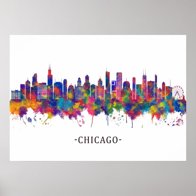 Póster Línea aérea de Chicago Illinois (Frente)