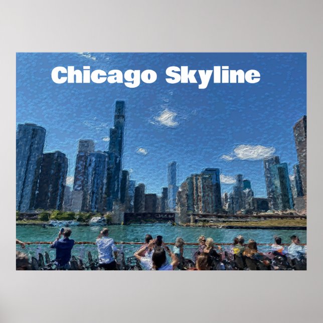Póster Línea aérea de Chicago, Illinois (Frente)