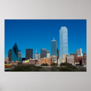 Póster Línea aérea de Dallas Texas al atardecer