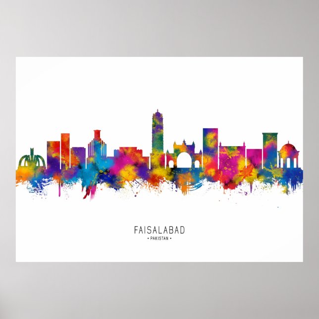 Póster Línea aérea de Faisalabad Pakistán (Frente)