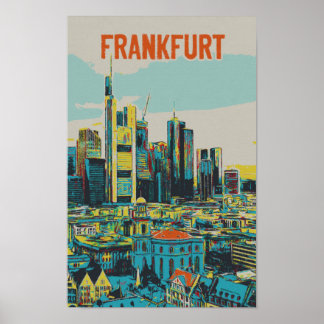 Póster Línea aérea de Frankfurt, centro financiero de Ale