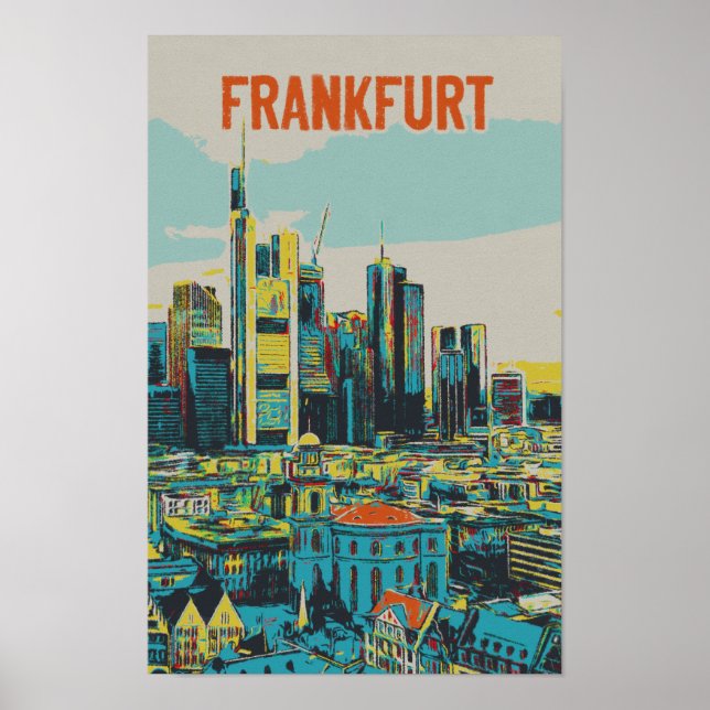 Póster Línea aérea de Frankfurt, centro financiero de Ale (Frente)