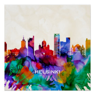 Póster Línea aérea de Helsinki