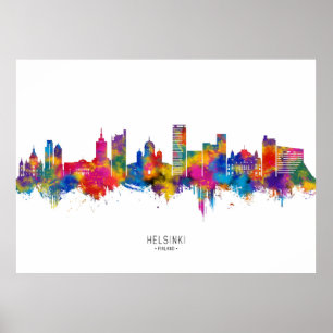 Póster Línea aérea de Helsinki Finlandia
