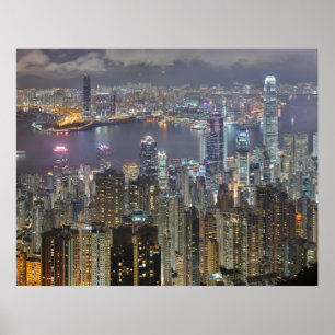 Póster Línea aérea de Hong Kong en Poster nocturno
